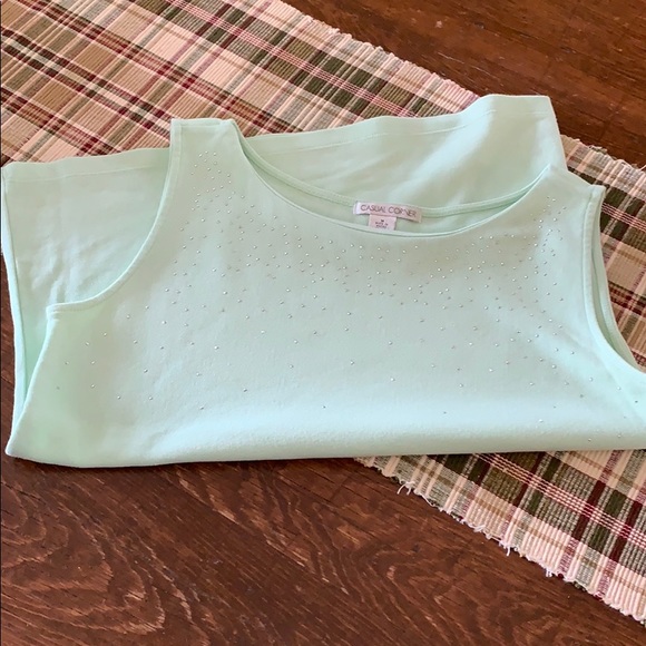 Casual Corner Cotton Sleeveless Top w/Bling Medium - Picture 2 of 4